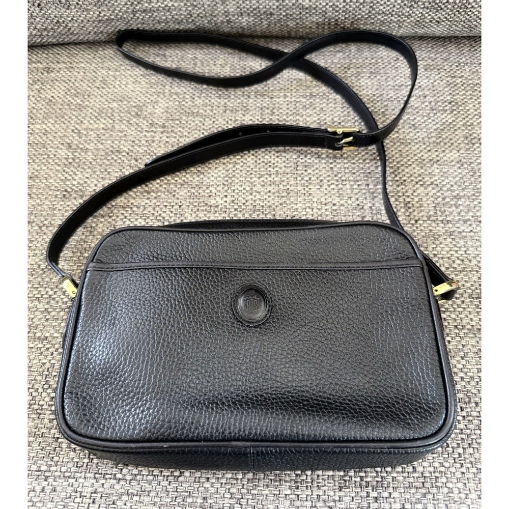 Authentic Vintage Mark Cross Black‎ Caviar Pebbled Leather Messenger Crossbody